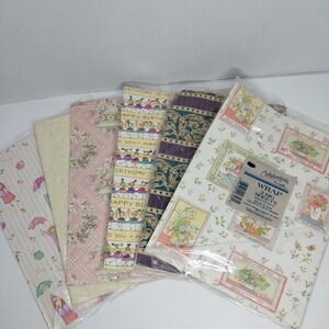 Vtg Lot Gibson Gift Wrap Gibson Greeting Co. Made In USA Cottagecore 8 1/3 Sq Ft